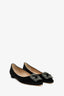 Manolo Blahnik Black Satin Crystal Buckle Embellished 'Hangisiflat' Flats Size 37.5