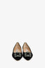 Manolo Blahnik Black Satin Crystal Buckle Embellished 'Hangisiflat' Flats Size 37.5