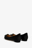 Manolo Blahnik Black Satin Crystal Buckle Embellished 'Hangisiflat' Flats Size 37.5