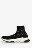 Balenciaga Black Logo All Over Speed Sock Sneakers Size 8