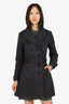 Burberry Brit Black Quilted Nylon Belted Coat Size S
