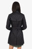 Burberry Brit Black Quilted Nylon Belted Coat Size S