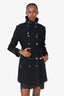 Burberry Brit Black Wool Belted Double Breasted Coat size 6