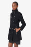 Burberry Brit Black Wool Belted Double Breasted Coat size 6