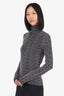 Versace Black/White Wool Long Sleeve Mock Neck Top Size 40