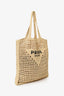 Prada Beige Small Logo Crochet Raffia Tote