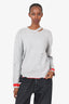 Zadig & Voltaire Grey/Red Cashmere Distressed Long Sleeve Sweater size S