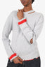 Zadig & Voltaire Grey/Red Cashmere Distressed Long Sleeve Sweater size S