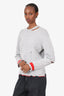 Zadig & Voltaire Grey/Red Cashmere Distressed Long Sleeve Sweater size S