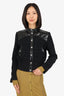 Maje Black Tweed/Faux Patent Leather Bomber Jacket Size 36