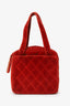 Pre-Loved Chanel™ 1996-97 Red Velvet Quilted Mini Square Tote Bag