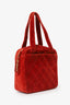 Pre-Loved Chanel™ 1996-97 Red Velvet Quilted Mini Square Tote Bag