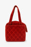 Pre-Loved Chanel™ 1996-97 Red Velvet Quilted Mini Square Tote Bag