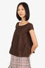 Oscar de la Renta Brown Nylon Pleated Sleeveless Top Size 4