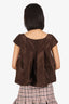Oscar de la Renta Brown Nylon Pleated Sleeveless Top Size 4
