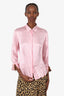 Roberto Cavalli Pink Satin Crinkled Button Down Size XS