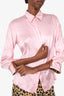 Roberto Cavalli Pink Satin Crinkled Button Down Size XS