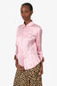 Roberto Cavalli Pink Satin Crinkled Button Down Size XS