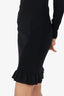 Christopher Pischer Black Cashmere Long Sleeve Ruffle Hem Dress Estimated Size S