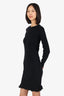 Christopher Pischer Black Cashmere Long Sleeve Ruffle Hem Dress Estimated Size S