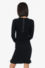 Christopher Pischer Black Cashmere Long Sleeve Ruffle Hem Dress Estimated Size S