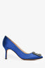 Manolo Blahnik Blue Satin Hangisi 70 Heels Size 36