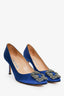 Manolo Blahnik Blue Satin Hangisi 70 Heels Size 36