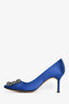 Manolo Blahnik Blue Satin Hangisi 70 Heels Size 36