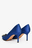 Manolo Blahnik Blue Satin Hangisi 70 Heels Size 36