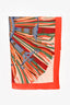 Hermès Orange Cashmere/Silk Graphic Print Carré 140