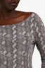 St. John Grey Snakeskin Print Boat Neck Long Sleeve Top Size M