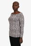 St. John Grey Snakeskin Print Boat Neck Long Sleeve Top Size M