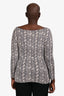 St. John Grey Snakeskin Print Boat Neck Long Sleeve Top Size M