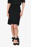St. John Couture Black Wool Textured Midi Skirt Size 6 US