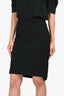 St. John Couture Black Wool Textured Midi Skirt Size 6 US