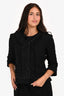 St. John Black Wool Sequin Ruffle Embellished Jacket Size 6 US