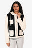 St. John Beige/Black Pocket Detail Hooded Zip Up Jacket Size 6 US