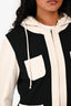 St. John Beige/Black Pocket Detail Hooded Zip Up Jacket Size 6 US