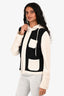 St. John Beige/Black Pocket Detail Hooded Zip Up Jacket Size 6 US