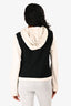 St. John Beige/Black Pocket Detail Hooded Zip Up Jacket Size 6 US