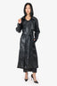 Nour Hammour Black Leather Long Trench Coat Size 38