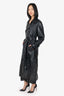 Nour Hammour Black Leather Long Trench Coat Size 38