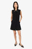 Prada Black Jewel Embellished Sleeveless Button Down Dress Size 40