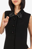 Prada Black Jewel Embellished Sleeveless Button Down Dress Size 40