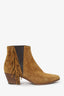 Saint Laurent Brown Suede 'Wyatt' Fringe Ankle Boots Size 37
