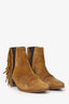 Saint Laurent Brown Suede 'Wyatt' Fringe Ankle Boots Size 37