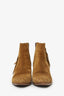 Saint Laurent Brown Suede 'Wyatt' Fringe Ankle Boots Size 37
