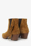 Saint Laurent Brown Suede 'Wyatt' Fringe Ankle Boots Size 37