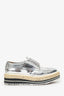 Prada Silver Metallic Leather Platform Oxford Shoes Size 36.5