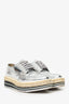 Prada Silver Metallic Leather Platform Oxford Shoes Size 36.5